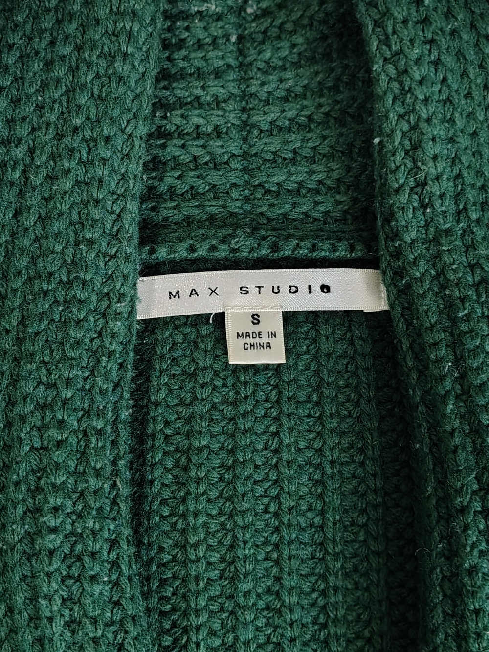 Max Studio Deep Green Ribbed Open-Front Cardigan - Picture 3 of 3